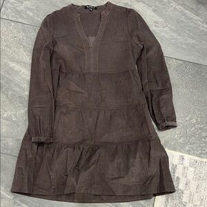 Velvet Heart Brown Long-Sleeve Tiered V-Neck Dress